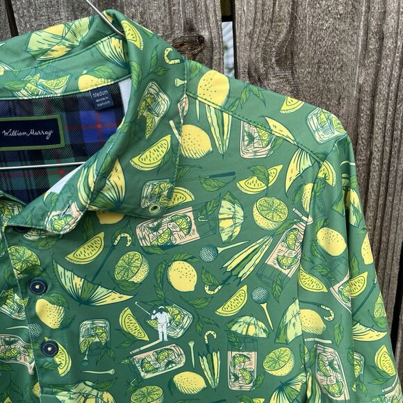 William Murray Golf Navy Polo “Lemon Life” Men’s Medium Green Cocktail Booze - Picture 6 of 12